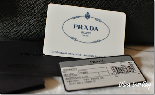 prada certificate of authenticity card